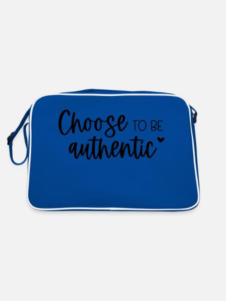 Choose To Be Authentic Inspirational Message - Retro Bag - blue/white - Back