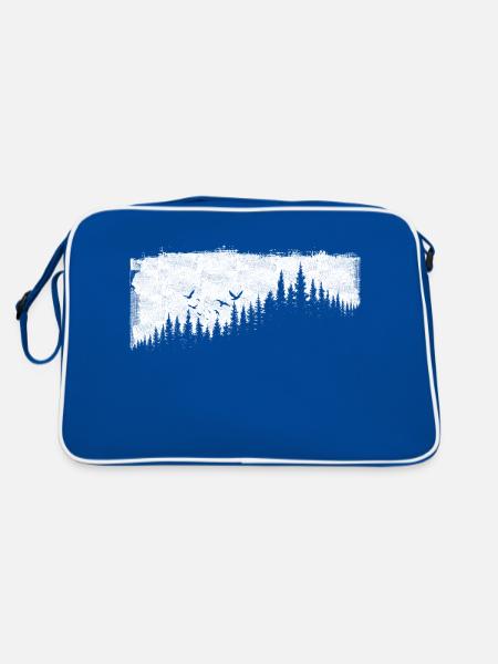 Wald - Retro Tasche - Blau/Weiß - Hinten