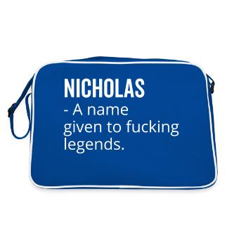 Nicholas a Name Given to Fucking Legends - Retro Bag - blue/white - Back