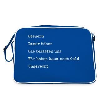 Steuern Politik Gedicht - Retro Tasche - Blau/Weiß - Hinten