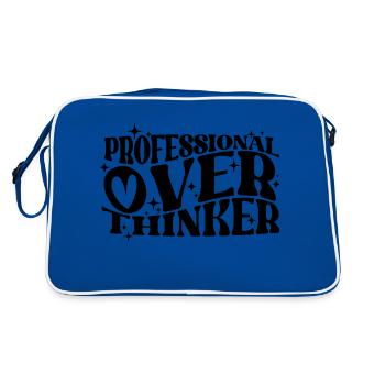 Professional Overthinker Witty Typography Humor - Retro Bag - blue/white - Back