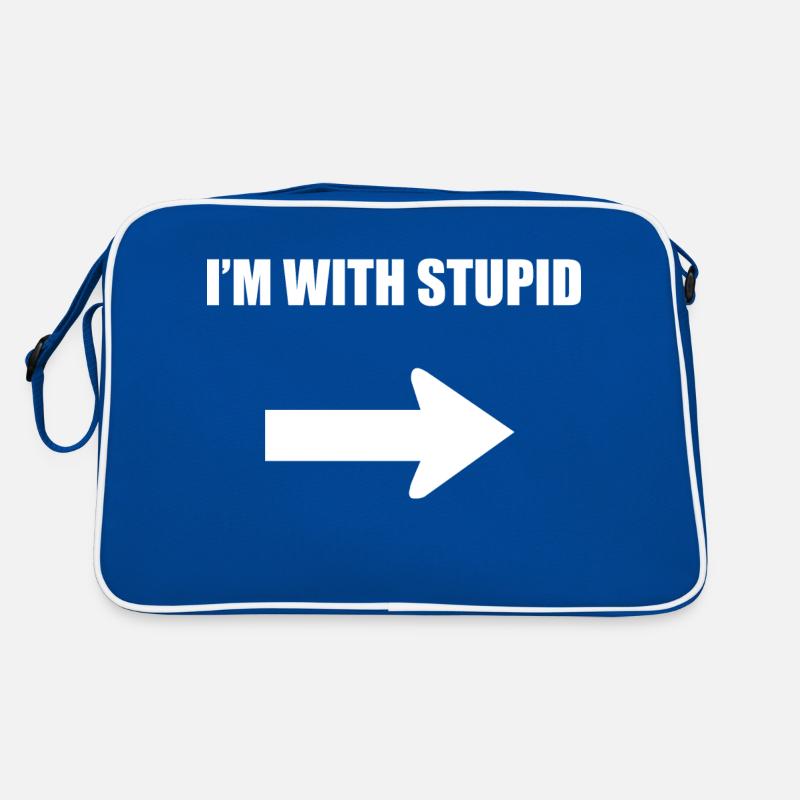 Ich bin mit dumm - weiß Retro Tasche