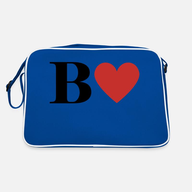 Letter b red heart Retro Bag