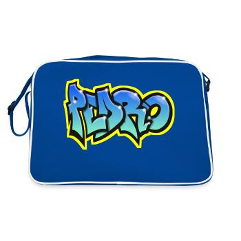 PEDRO GRAFFITI NAME PRINT Pedro First Name - Retro Bag - blue/white - Back
