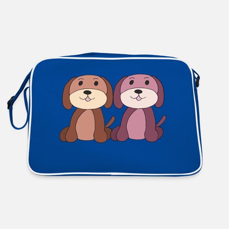 zwei hunde junge mädchen Retro Tasche