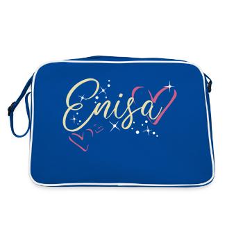 Enisa Nom Prénom Calligraphie coeur - Sac Retro - bleu/blanc - Dos
