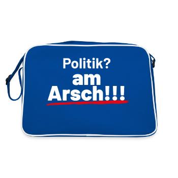 Politik am Arsch weiss - Retro Tasche - Blau/Weiß - Hinten