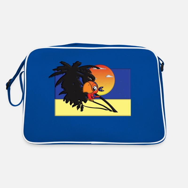 Papagei am Strand Retro Tasche
