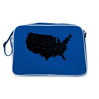 United States Of Amrica Black Patchwork Map - Retro Bag - blue/white - Back