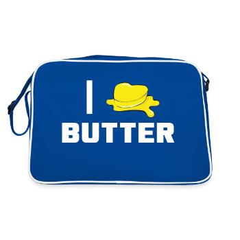 Ich liebe Butter - Retro Tasche - Blau/Weiß - Hinten