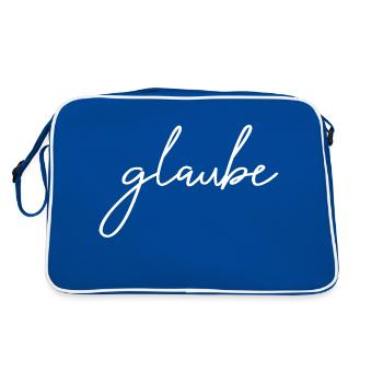 glaube - an dich - Retro Tasche - Blau/Weiß - Hinten
