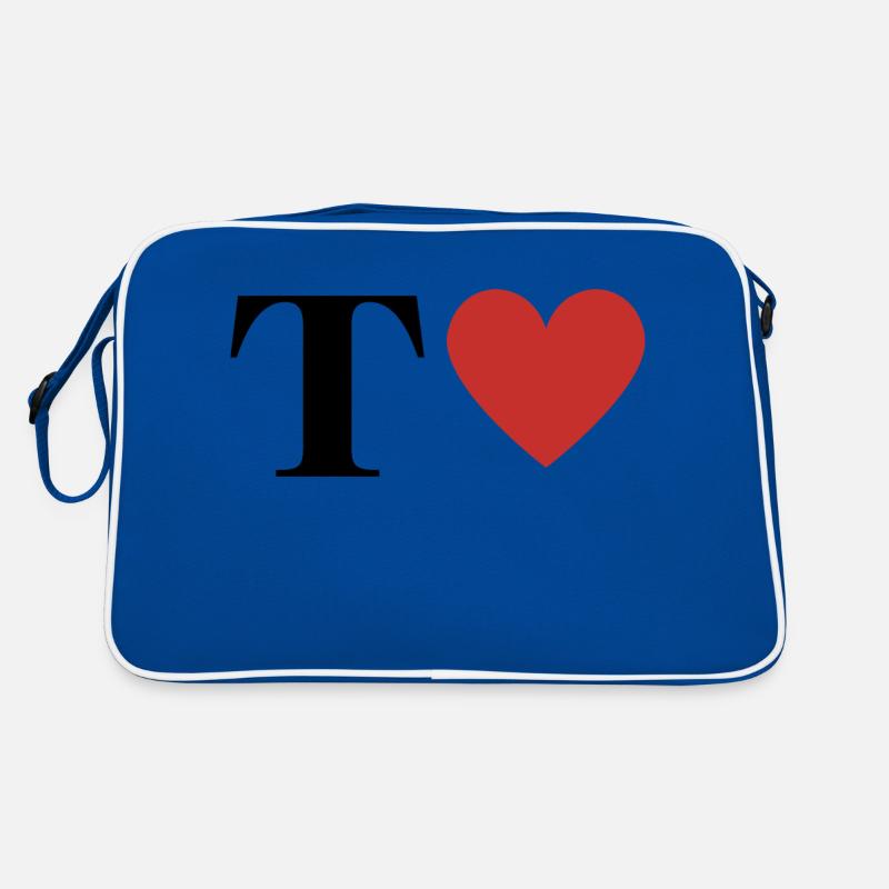 Rotes Herz Buchstabe T Retro Tasche