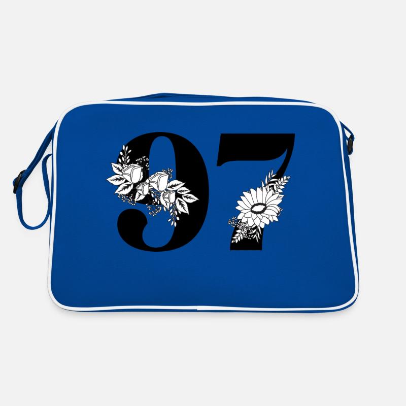 Nummer 97 Schwarze Blumen - 97. Blumengeburtstag Retro Tasche