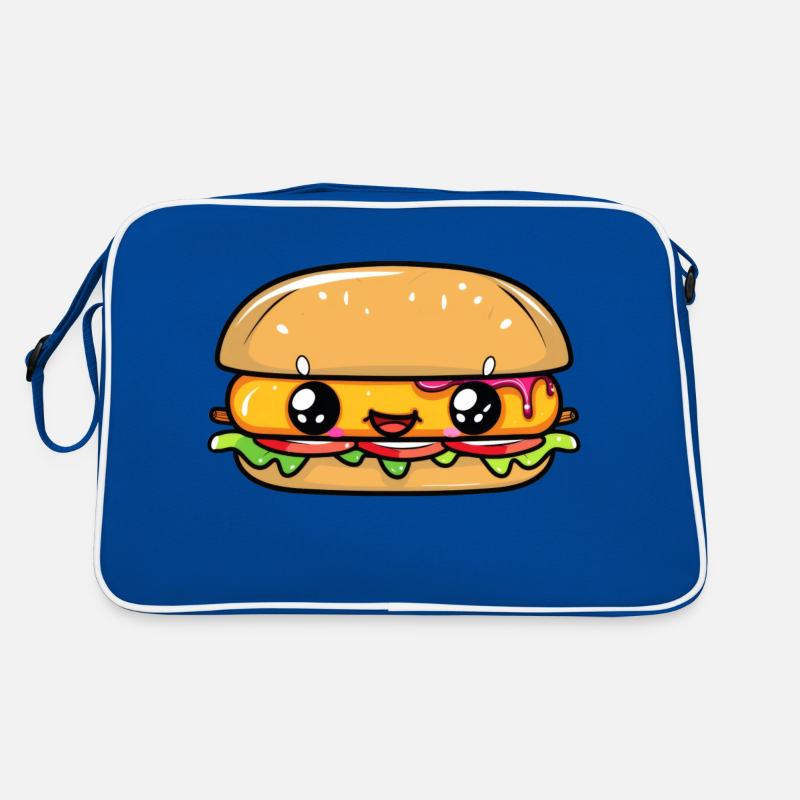 Burger with a face - Retro Bag - blue/white