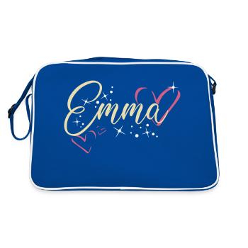 Emma Nom Prénom Calligraphie coeur - Sac Retro - bleu/blanc - Dos