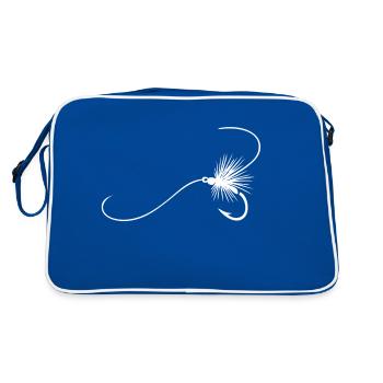 Fly Fishing Angler Gone Fishing WHITE - Retro Bag - blue/white - Back