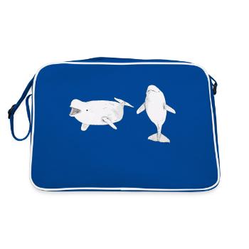 Two beluga whales - Retro Bag - blue/white - Back