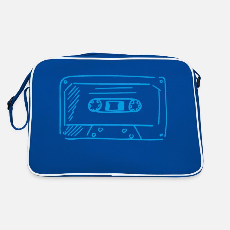 Kassette - Retro Tasche - Blau/Weiß