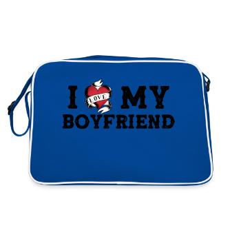 J’aime mon petit ami - Je cœur mon petit ami - Sac Retro - bleu/blanc - Dos