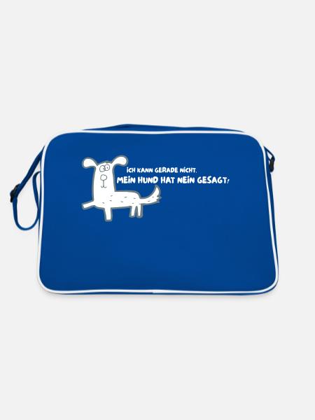Ich kann gerade nicht. Mein Hund hat NEIN gesagt! - Retro Tasche - Blau/Weiß - Hinten