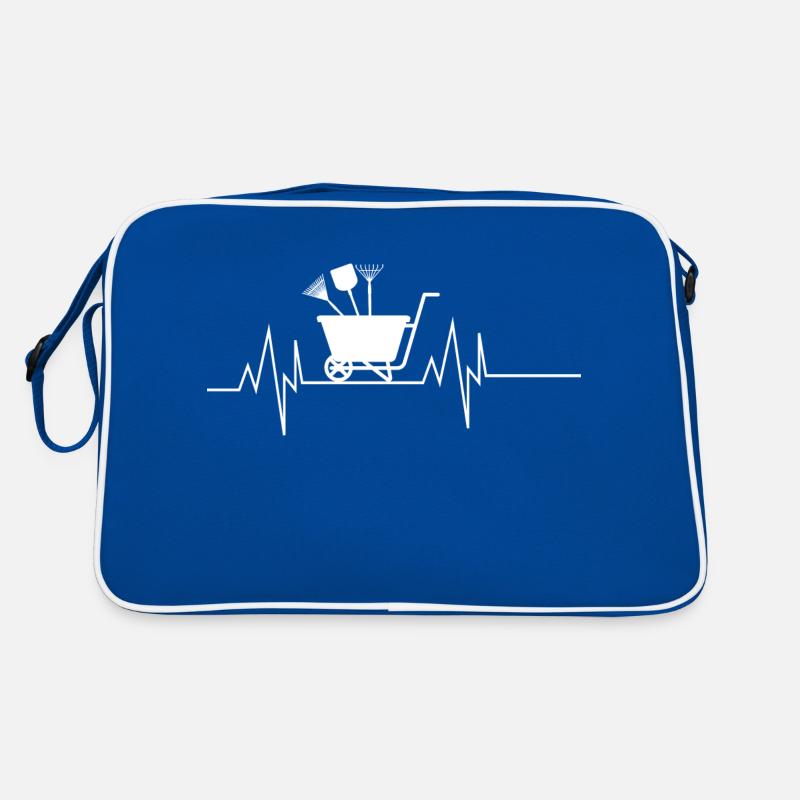 Gartenarbeit Herzschlag - Retro Tasche - Blau/Weiß