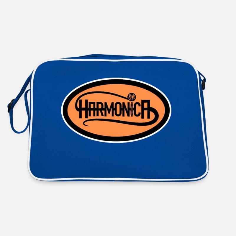 Harmonica Logo Style white edge for harmonica player Retro Bag