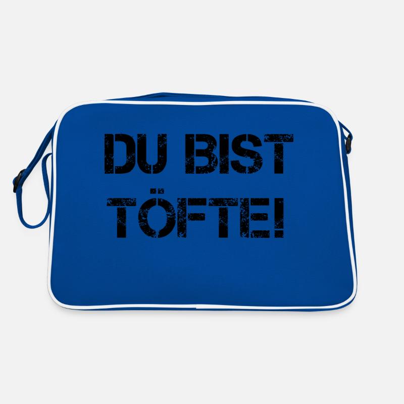 Du bist töfte - Retro Tasche - Blau/Weiß