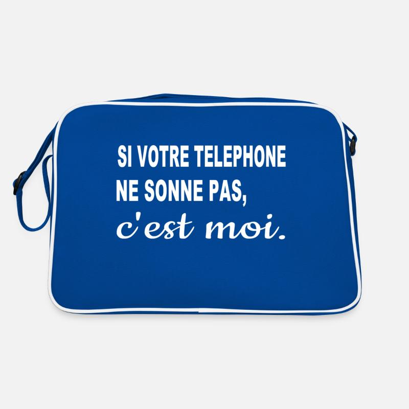 Wenn dein Telefon nicht klingelt, bin ich es. - Retro Tasche - Blau/Weiß