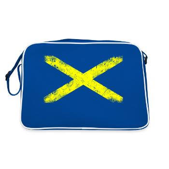 Kreuz Gelb - Retro Tasche - Blau/Weiß - Hinten