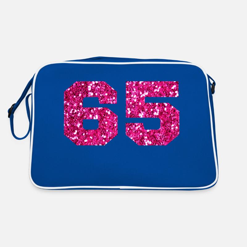Nummer 65 Pink Glitter - 65. Geburtstag Retro Tasche