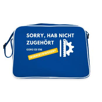 Sorry hab nicht zugehört ging es um Ingenieurwesen - Retro Tasche - Blau/Weiß - Hinten