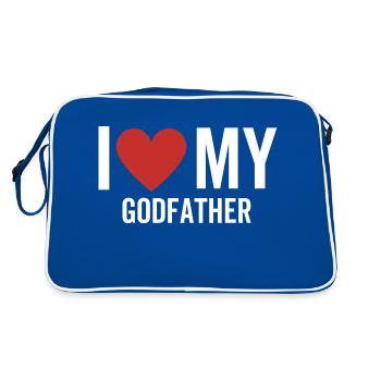 Ich liebe meinen Paten - Retro Tasche - Blau/Weiß - Hinten