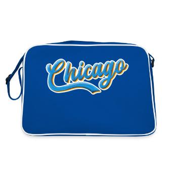 Chicago cooles Design - Retro Tasche - Blau/Weiß - Hinten
