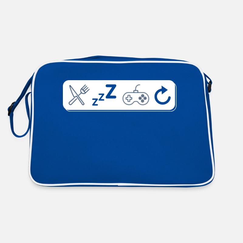 Eat Sleep Game Repeat - Retro Bag - blue/white