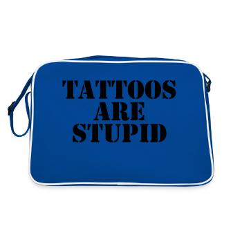 Tattoos sind dumm - Retro Tasche - Blau/Weiß - Hinten