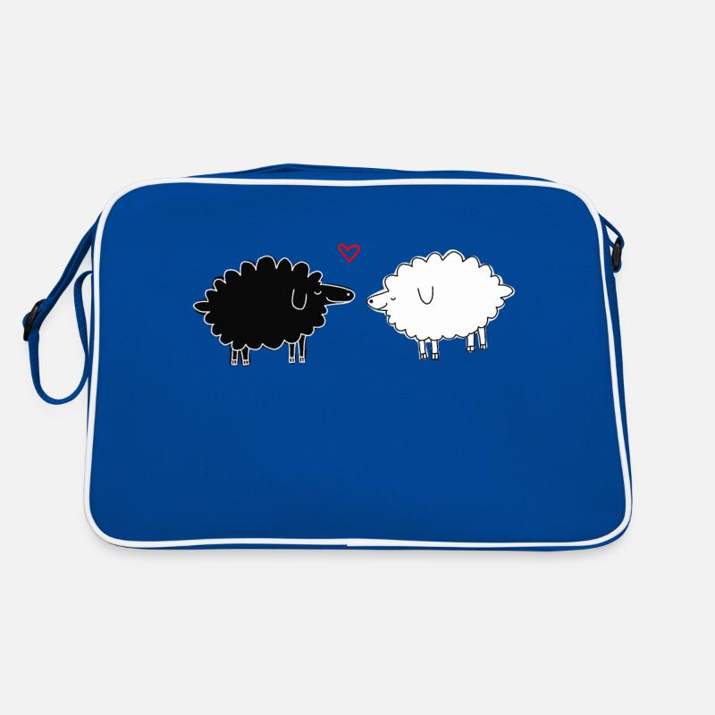 Schafe - Retro Tasche - Blau/Weiß