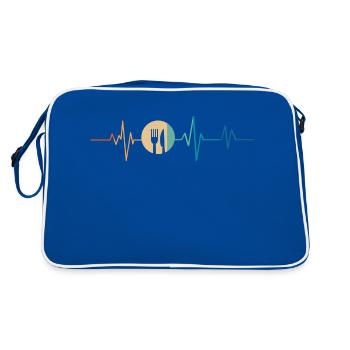 Retro Heartbeat Löffel und Gabel - Retro Tasche - Blau/Weiß - Hinten