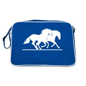 Horse Pferd Reiten - Retro Tasche - Blau/Weiß - Hinten