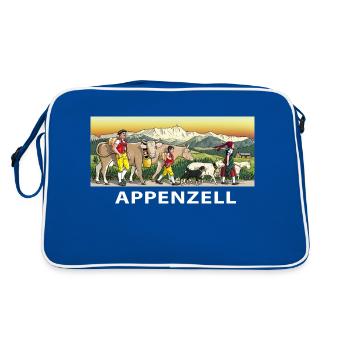 appenzeller_shirt schweiz, switzerland, swiss - Retro Bag - blue/white - Back