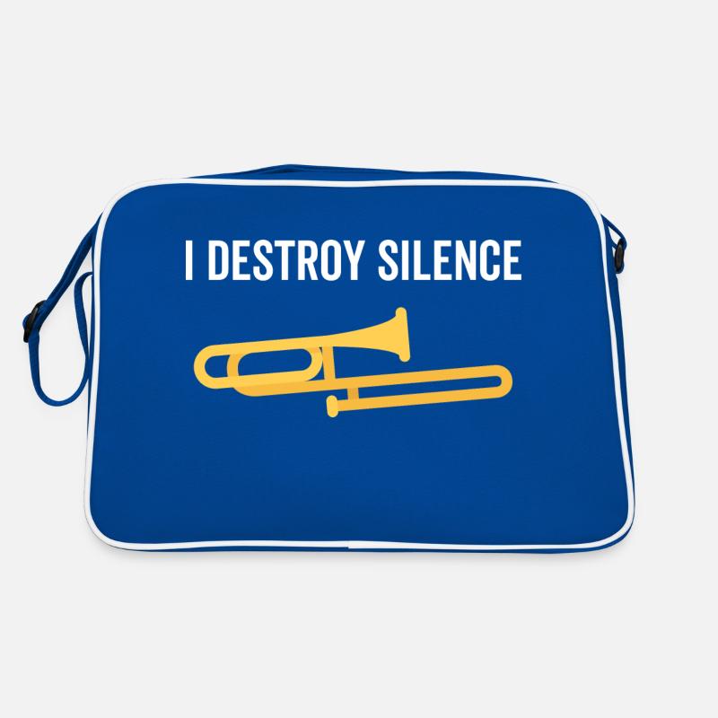 I Destroy Silence Trombone - Retro Tasche - Blau/Weiß