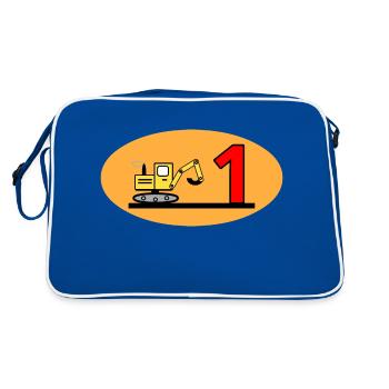 Bagger - Retro Tasche - Blau/Weiß - Hinten
