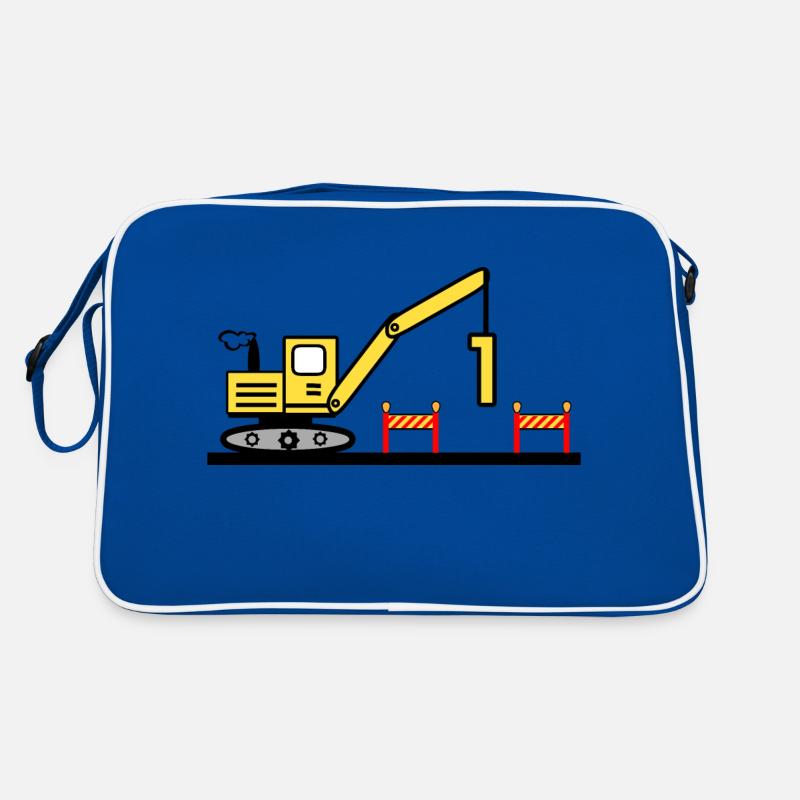 Bagger - Retro Tasche - Blau/Weiß