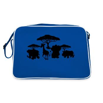 Safari Zoo Animal Safari Zoo - Retro Tasche - Blau/Weiß - Hinten
