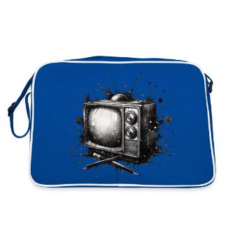 VINTAGE RETRO TV AMIDST INK SPLASH ARTWORK - Retro Bag - blue/white - Back