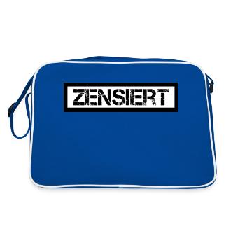 Zensiert Zensurbalken Design Schwarz Weiß - Retro Tasche - Blau/Weiß - Hinten