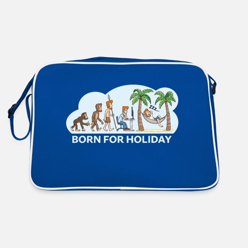 Born for holiday! Evolution Cartoon Motif - Retro Bag - blue/white
