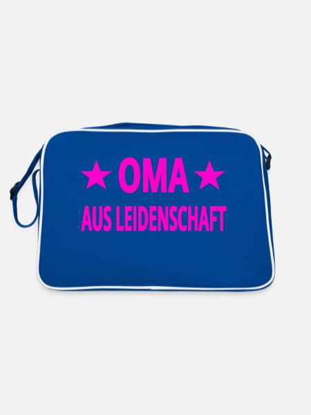 Oma - Retro Tasche - Blau/Weiß - Hinten
