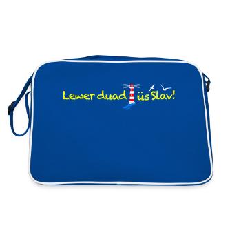012 Nordseeaner - Lewer duad üs Slav! - Dunkel - Retro Tasche - Blau/Weiß - Hinten