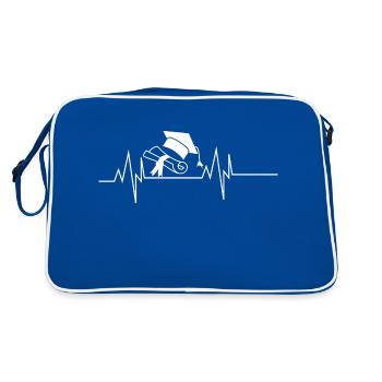Graduation Heartbeat - Retro Tasche - Blau/Weiß - Hinten