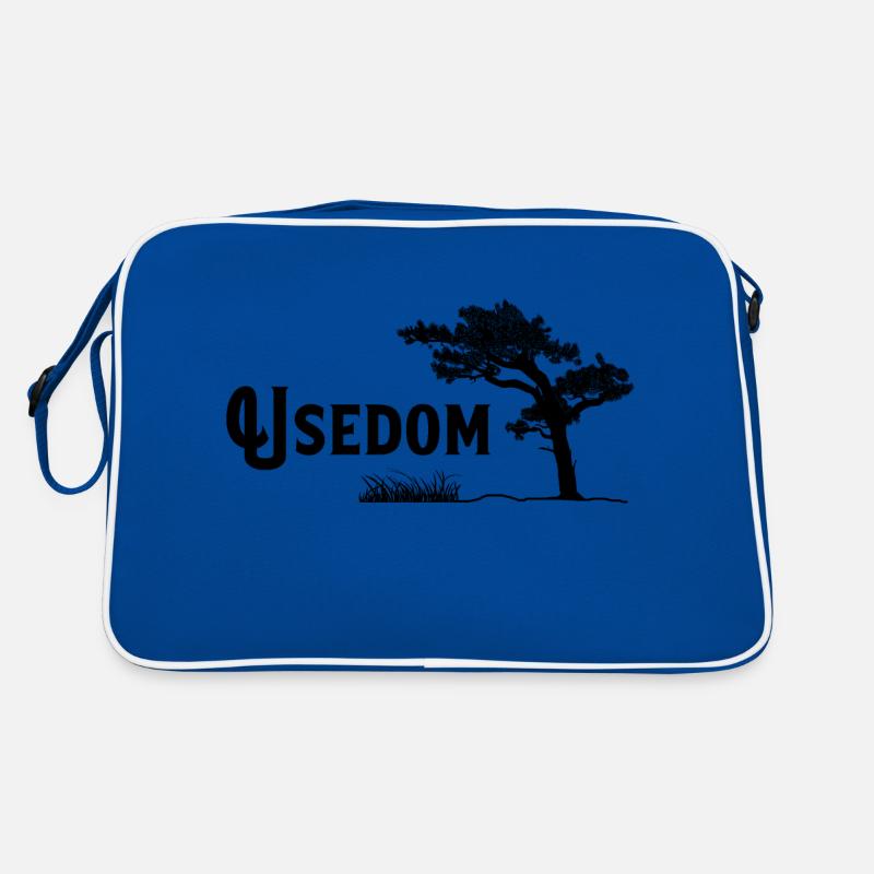 Usedom, Perle der Ostsee - Retro Tasche - Blau/Weiß